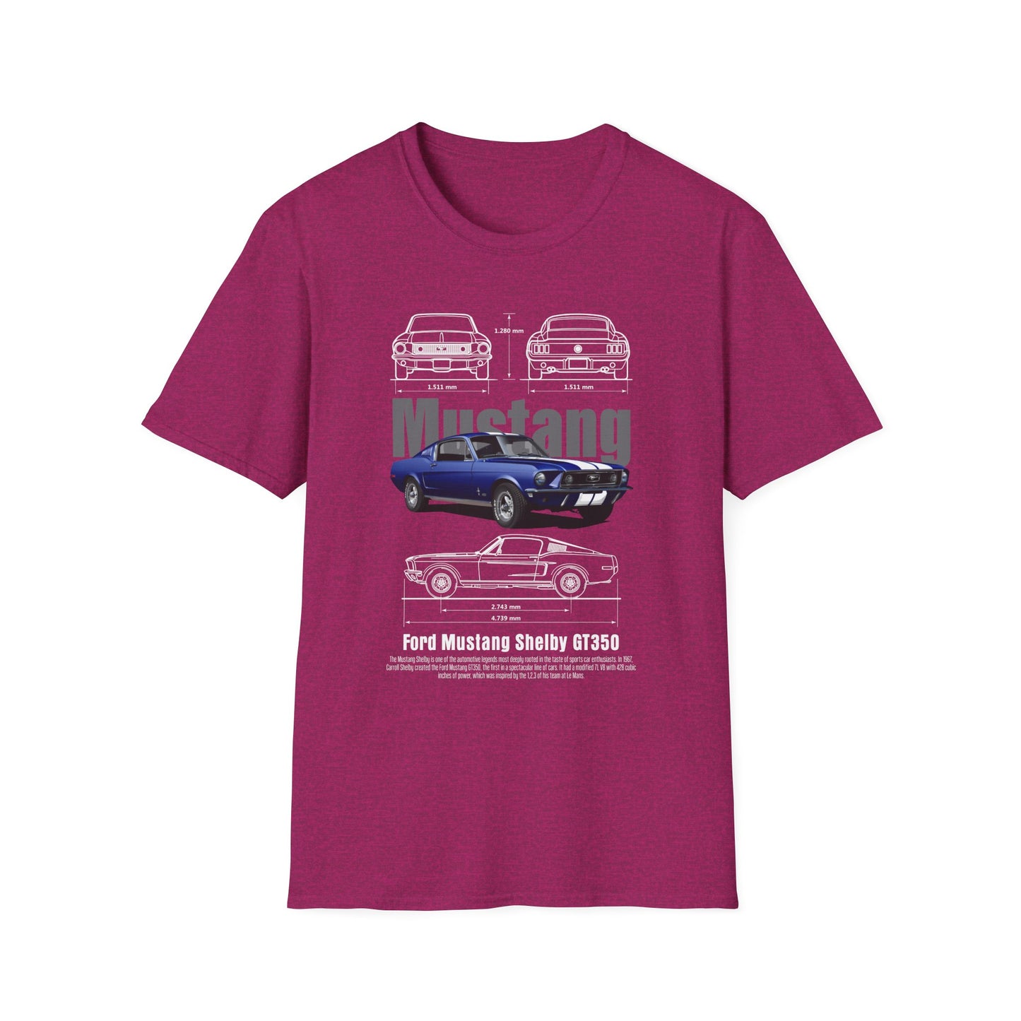Ford Mustang Shelby GT350 Unisex Softstyle T-Shirt - Car Lovers Tee - CreativeRino