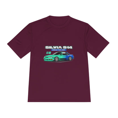 Silvia S14 Unisex Moisture Wicking Tee -  Car Graphic T-shirt for Car Enthusiasts - CreativeRino