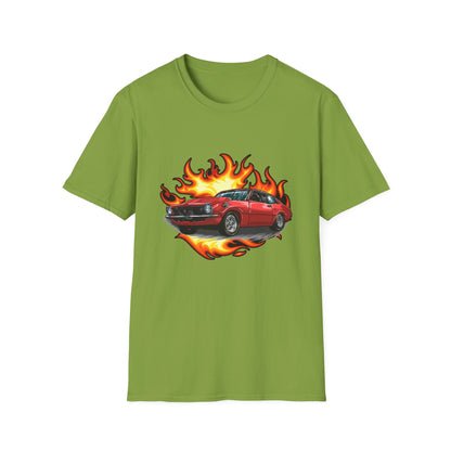 Retro Car Flames Unisex T-Shirt - CreativeRino