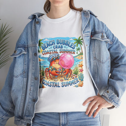 Beach Bubbles Crab Coastal Summer T-Shirt Printify