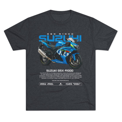 Suzuki GSX-R1000 Motorcycle Unisex Tri-Blend Crew T-shirt - Comfortable & Stylish Biker Apparel - CreativeRino