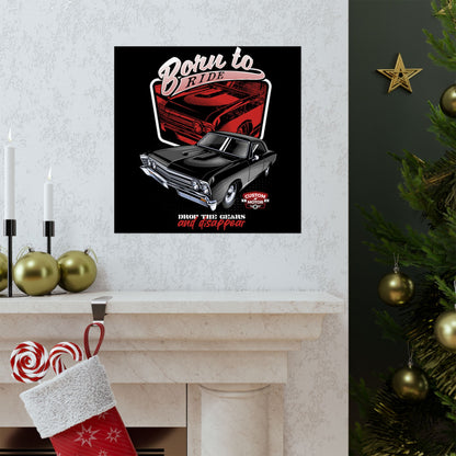 Vintage Car Poster - 'Born to Ride' with Custom Motor Design - CreativeRino