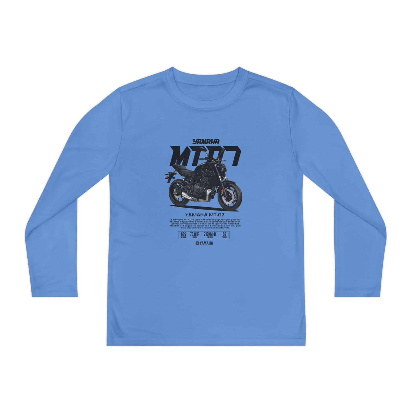 Yamaha MT-07 Youth Long Sleeve Competitor Tee - Cool Motorcycle T-shirt Design for Young Riders - CreativeRino