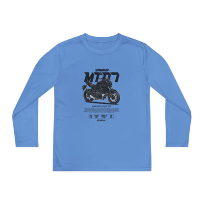 Yamaha MT-07 Youth Long Sleeve Competitor Tee - Cool Motorcycle T-shirt Design for Young Riders - CreativeRino