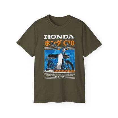 Honda C70 Retro Unisex Ultra Cotton Tee - Vintage Motorcycle Graphic T-shirt - CreativeRino