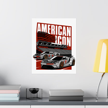 American Icon Matte Vertical Poster - Racing Car Art for Enthusiasts - CreativeRino