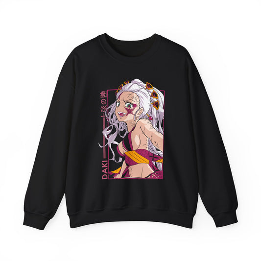 Anime-Inspired Unisex Crewneck Sweatshirt - Demon Slayer Daki Design - CreativeRino