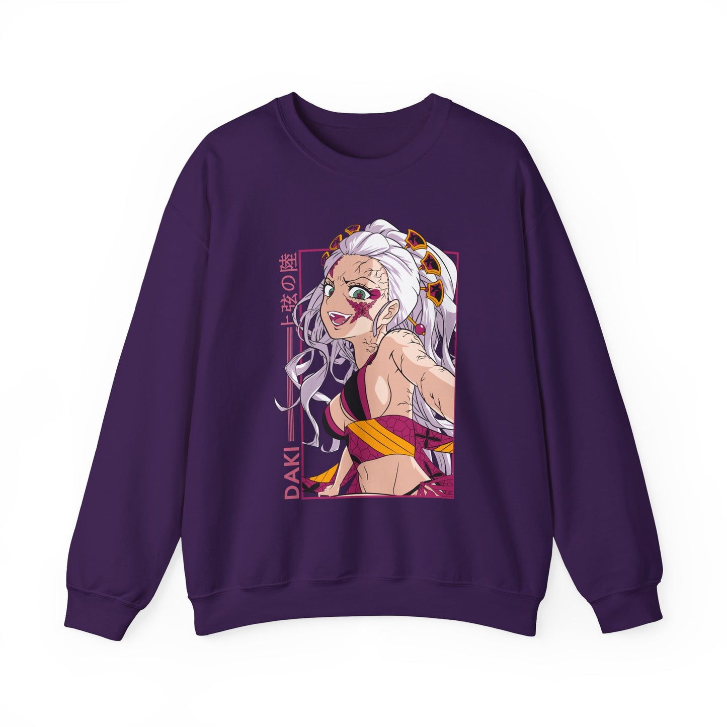Anime-Inspired Unisex Crewneck Sweatshirt - Demon Slayer Daki Design - CreativeRino