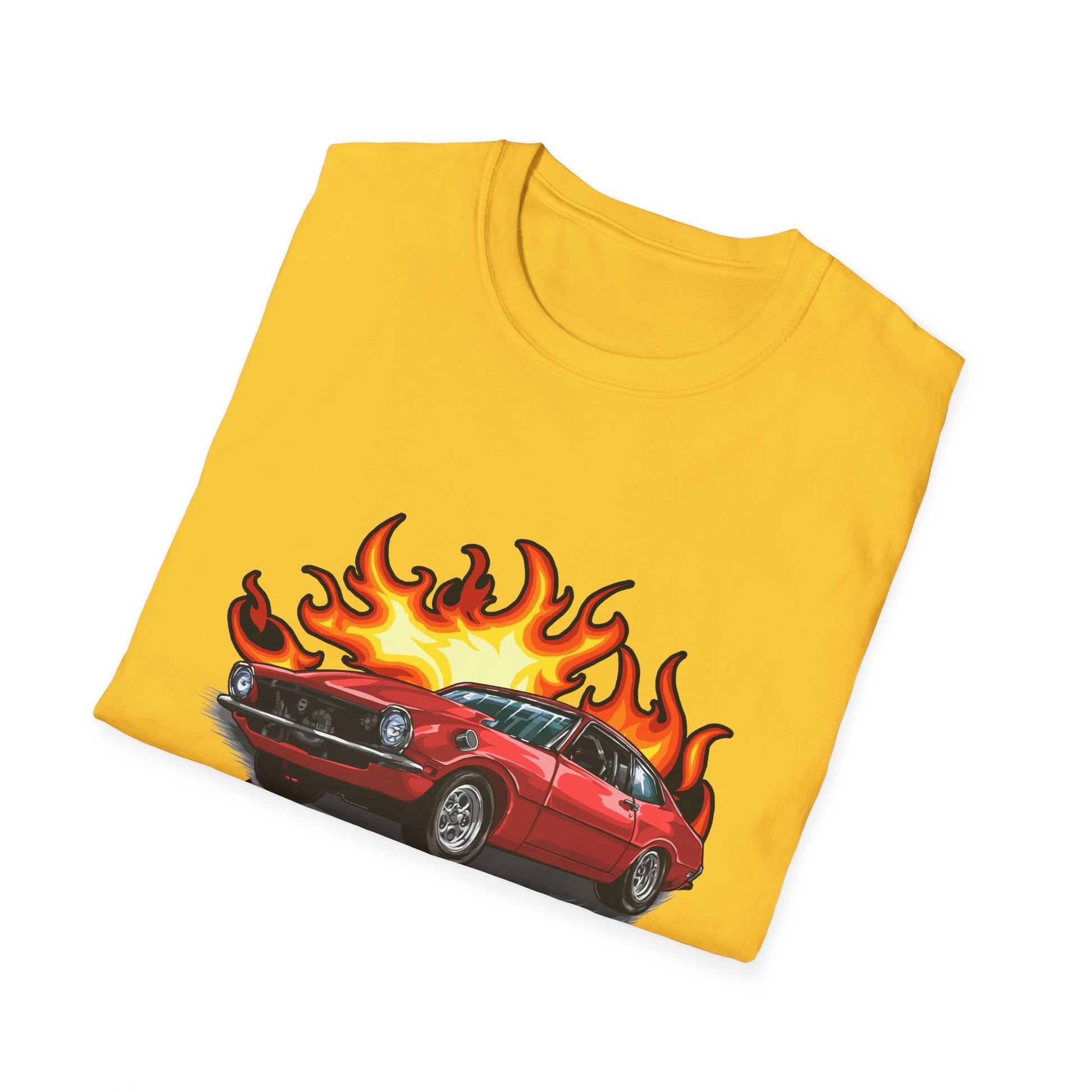 Retro Car Flames Unisex T-Shirt - CreativeRino