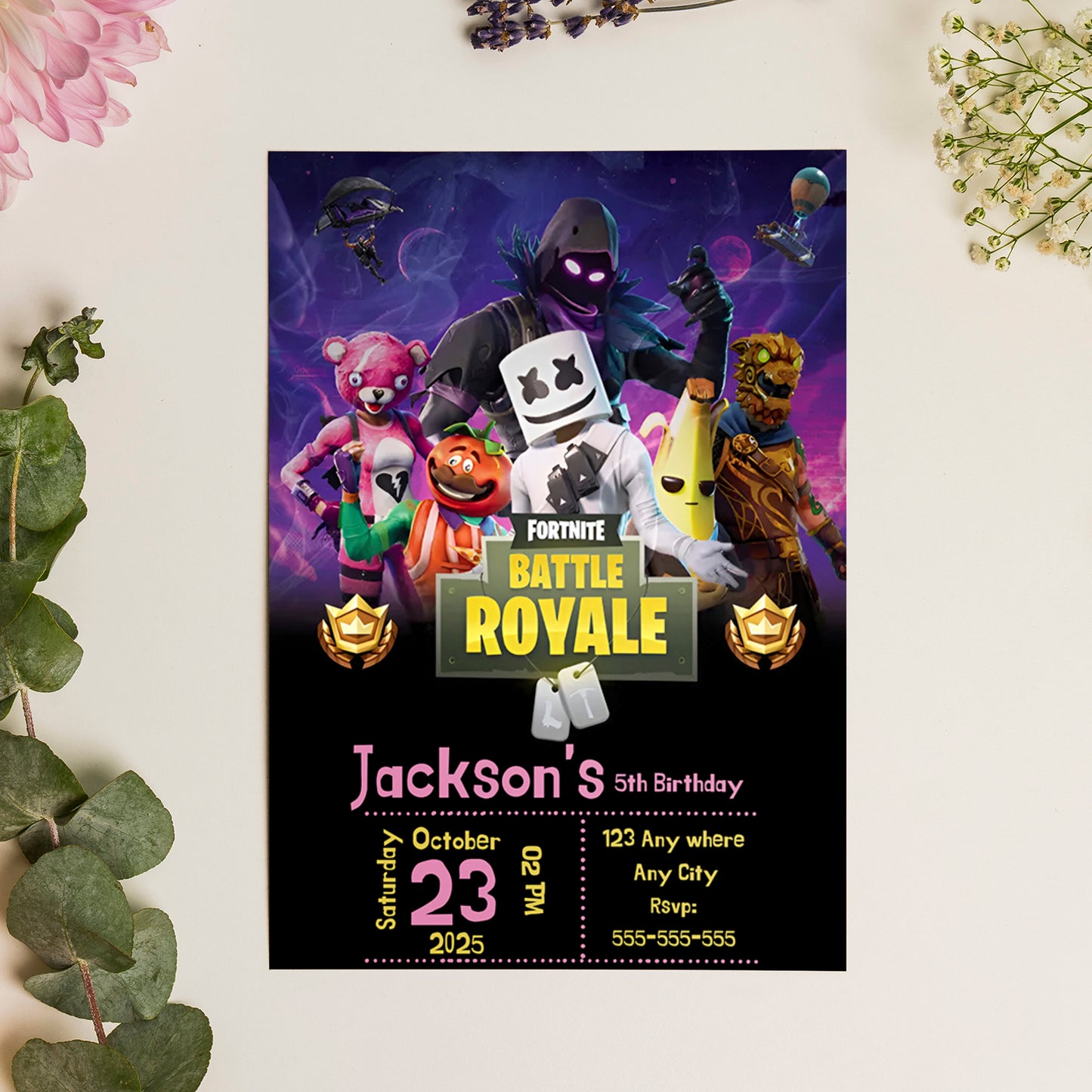 Fortnite Birthday Invitation Template - CreativeRino