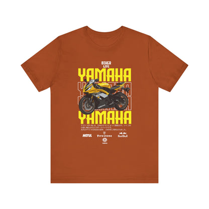 Yamaha Motorcycle Lovers Tee - Bold Biker Graphic Short Sleeve T-Shirt - CreativeRino