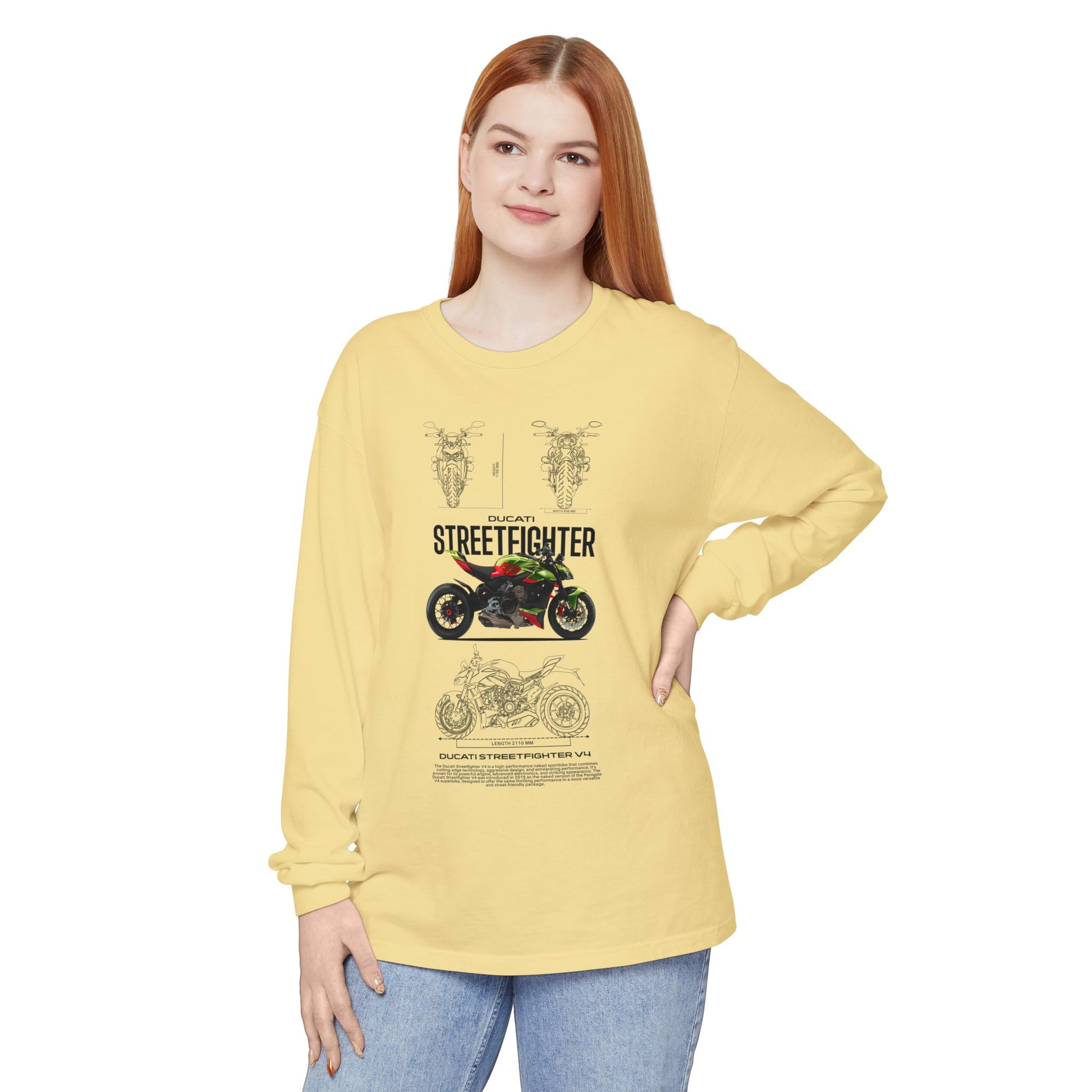Ducati Streetfighter Long Sleeve T-Shirt - Retro Motorcycle Graphic T-shirt - CreativeRino