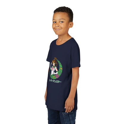 Youth Short Sleeve Tee - Cute Anime T-shirt Design with Floral Moon - CreativeRino