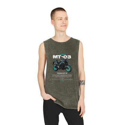 Yamaha MT-03 Unisex Stonewash Tank Top - Perfect T-shirt for Motorcycle Enthusiasts - CreativeRino