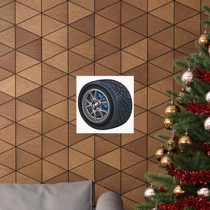 Race Car Tire Matte Square Poster | Perfect poster for Auto Enthusiasts and Garage Decor - CreativeRino