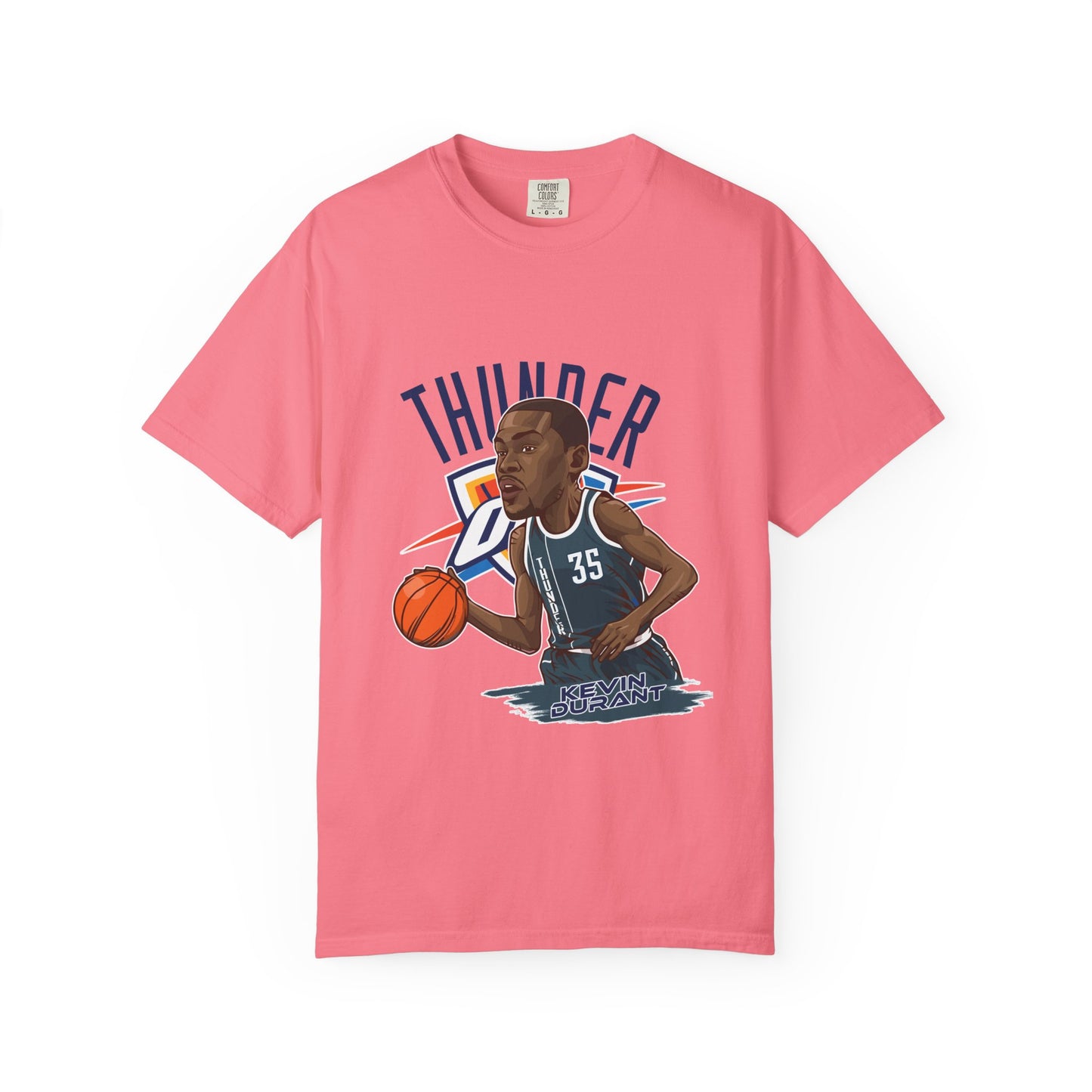 Kevin Durant Thunder Basketball T-shirt - Unisex Garment-Dyed Tee - CreativeRino