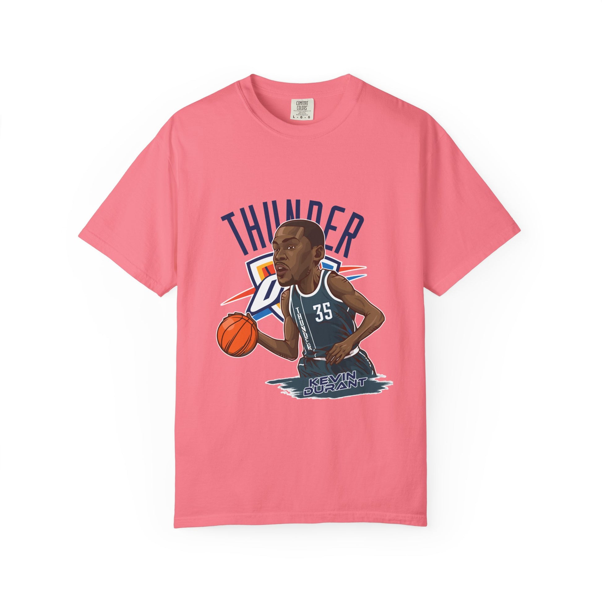 Kevin Durant Thunder Basketball T-shirt - Unisex Garment-Dyed Tee - CreativeRino
