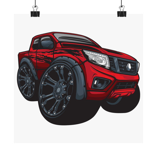 Bold Red Truck Matte Square Poster | Automotive Wall Art for Car Enthusiasts - CreativeRino