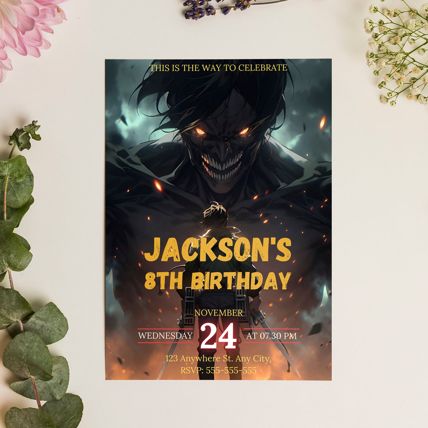 Attack on Titan Birthday Invitation Template - CreativeRino