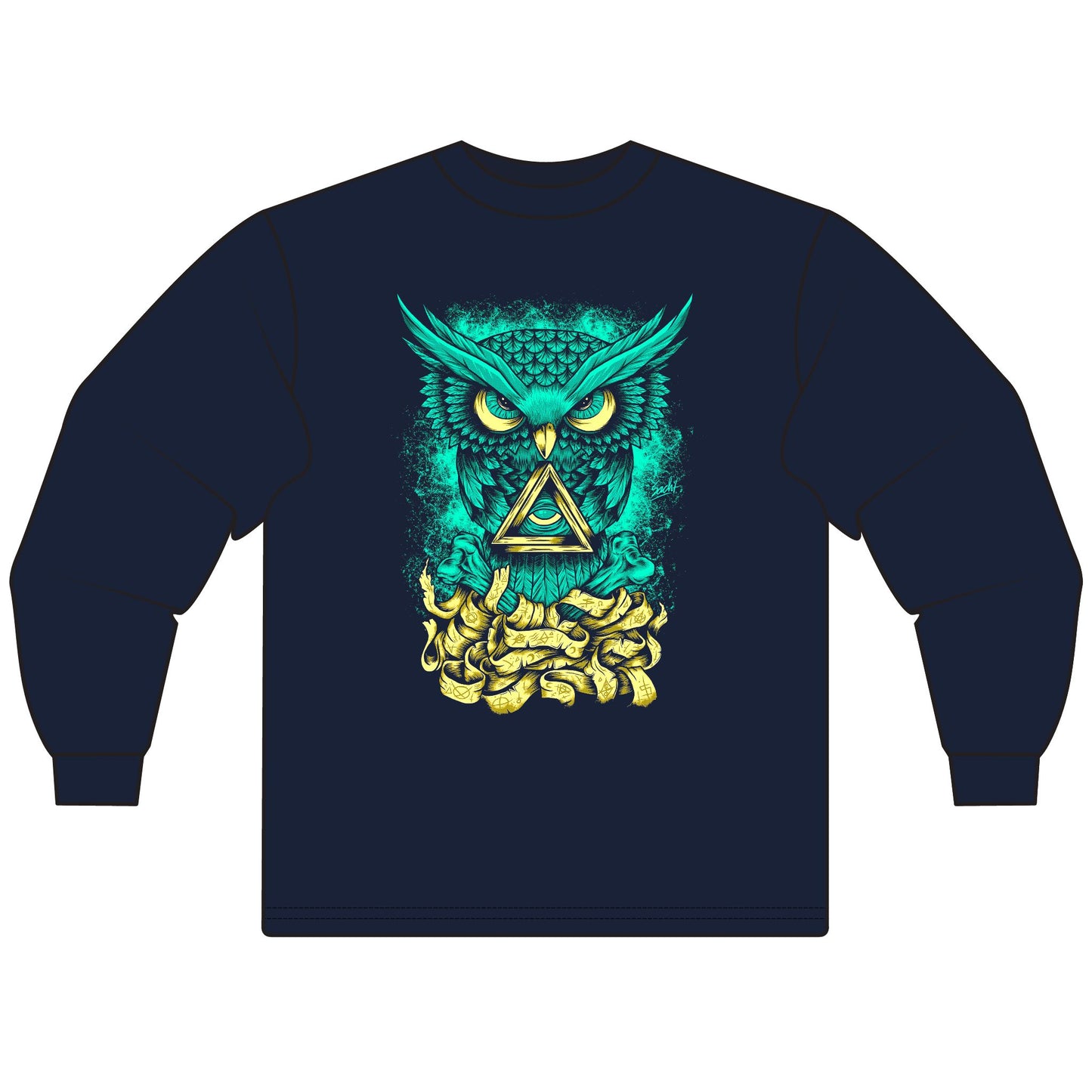 Mystical Owl Graphic Unisex Long Sleeve T-Shirt - Perfect for Fall and Halloween - CreativeRino