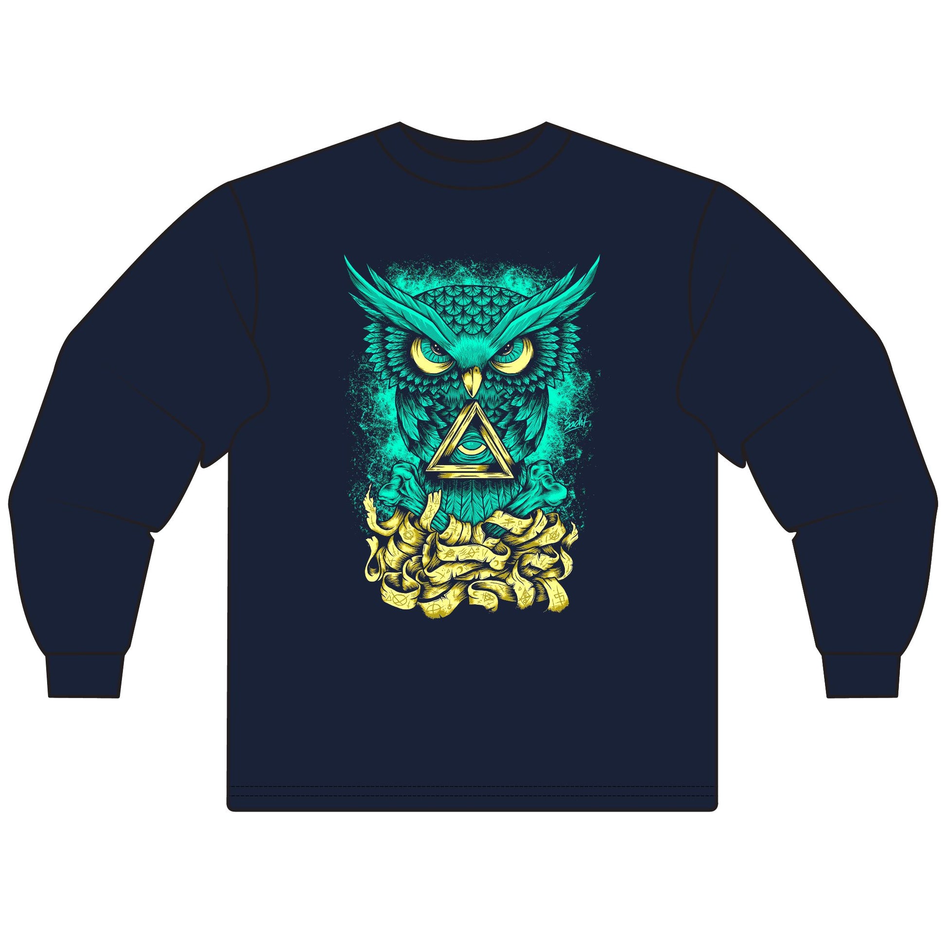 Mystical Owl Graphic Unisex Long Sleeve T-Shirt - Perfect for Fall and Halloween - CreativeRino
