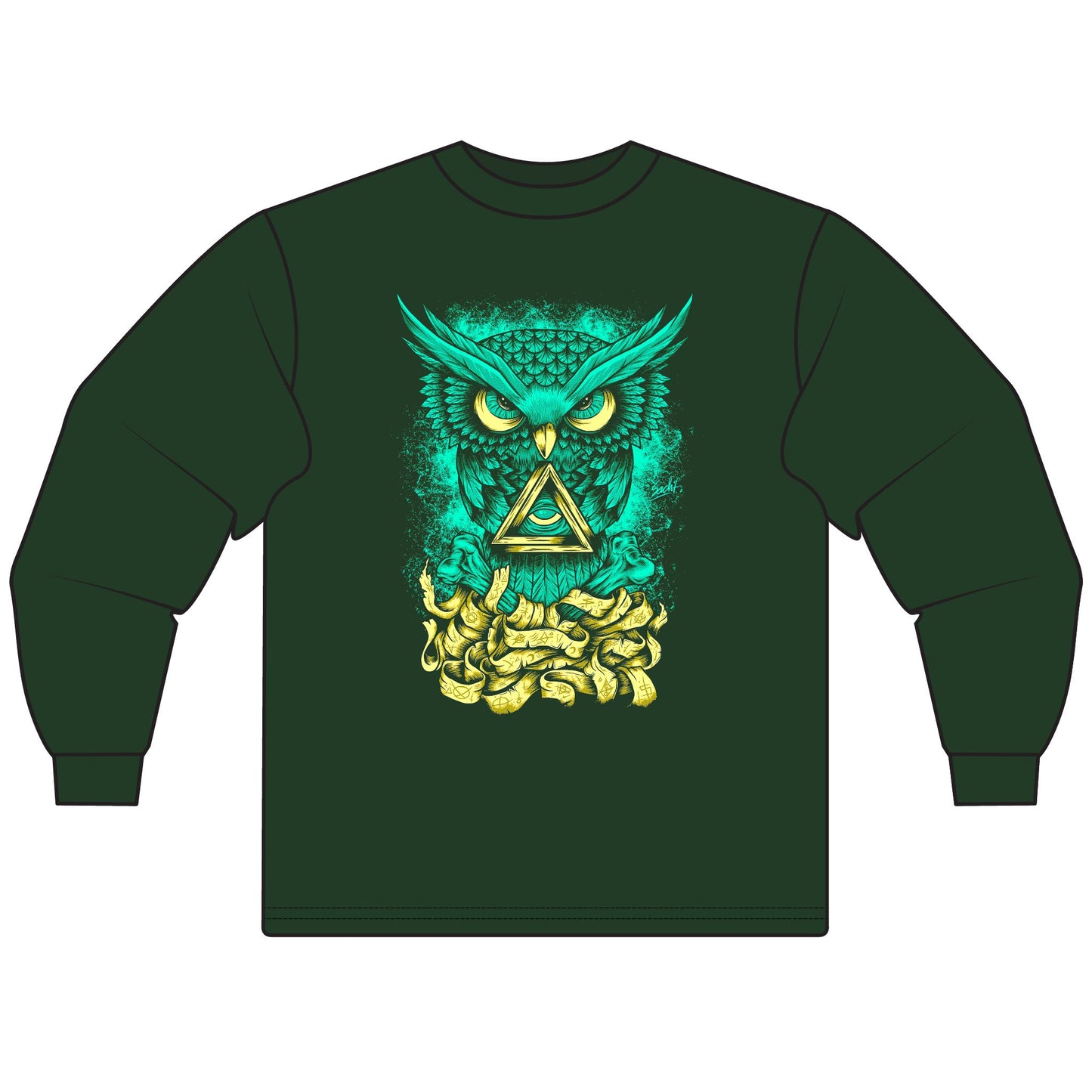 Mystical Owl Graphic Unisex Long Sleeve T-Shirt - Perfect for Fall and Halloween - CreativeRino