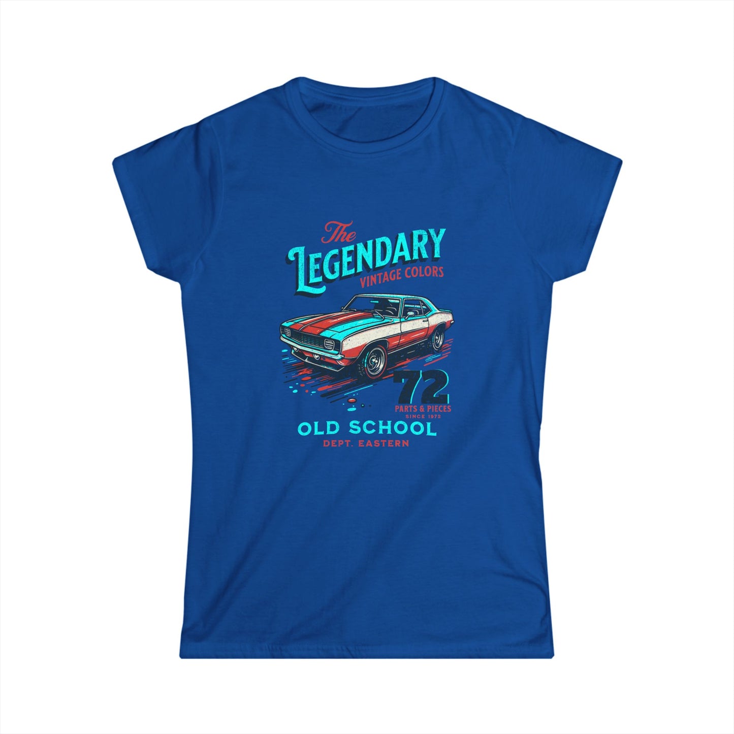 Vintage Car Graphic Women's Softstyle Tee - 'The Legendary Old School' T-shirt - CreativeRino