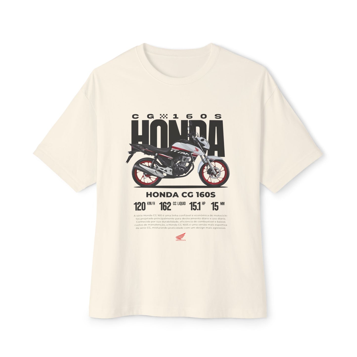 Honda CG 160s Motorcycle Unisex Oversized Tee | Motorcycle T-shirt - CreativeRino