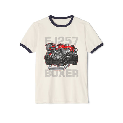 FJ257 Boxer Engine Ringer T-Shirt - Unisex Cotton Tee for Car Enthusiasts - CreativeRino