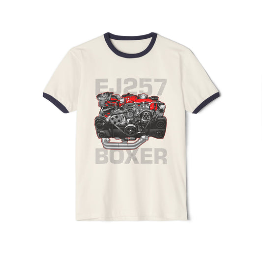 FJ257 Boxer Engine Ringer T-Shirt - Unisex Cotton Tee for Car Enthusiasts - CreativeRino