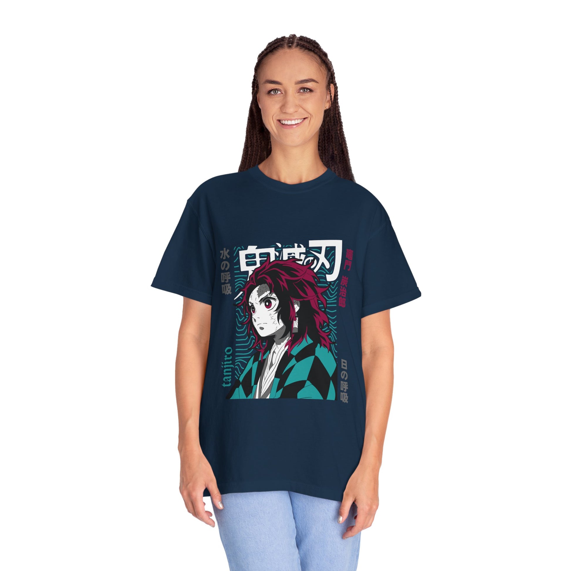 Demon Slayer Unisex Garment-Dyed T-Shirt - Tanjiro Design - CreativeRino