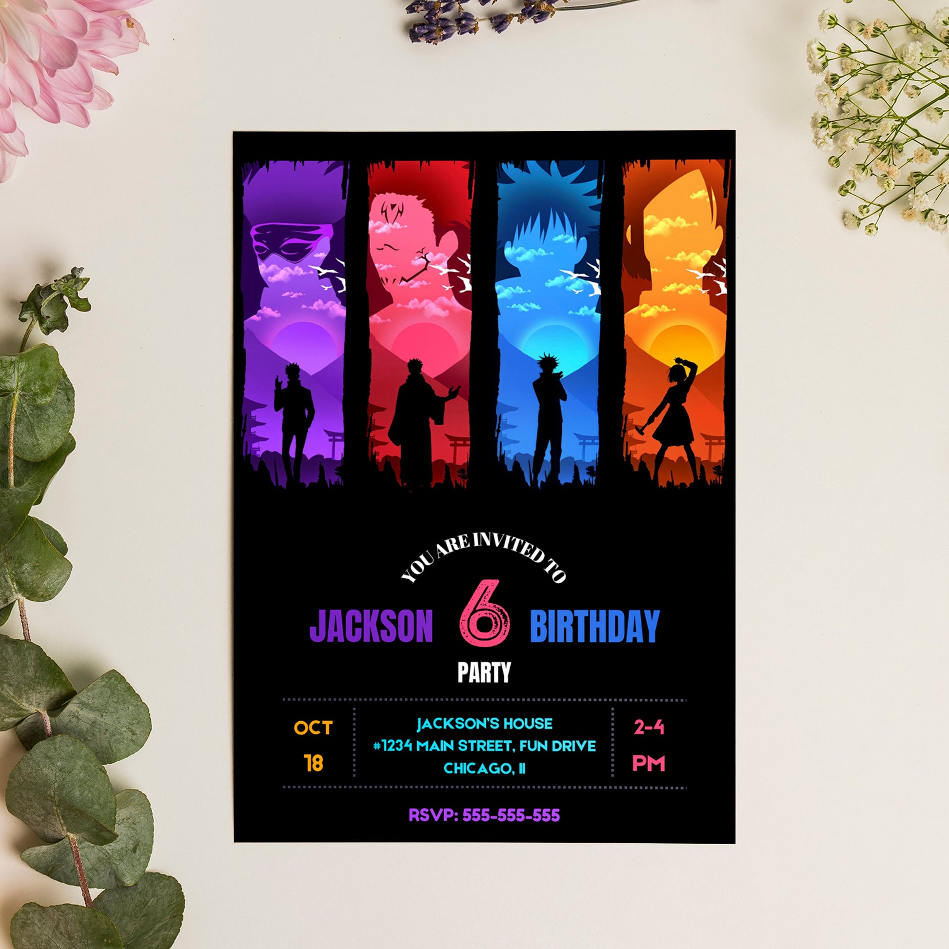 Jujutsu Kaisen Birthday Invitation Template - CreativeRino