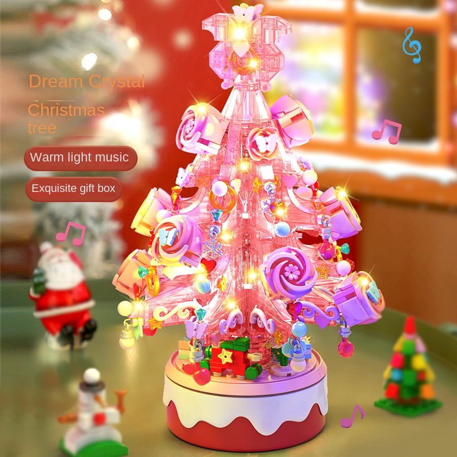 DIY Crystal Christmas Tree Music Box | Rotating LED Building Blocks Toy Gift for Kids & Adults eprolo