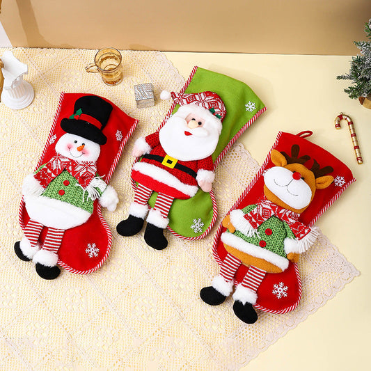 Whimsical 3D Long Legs Christmas Socks | Cartoon Santa Claus Gift Bag & Hanging Decoration Pendant eprolo