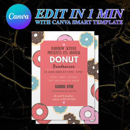 Donut Fundraiser Flyer Invite Template CreativeRino