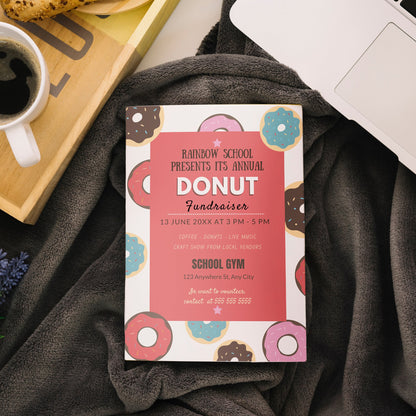 Donut Fundraiser Flyer Invite Template CreativeRino