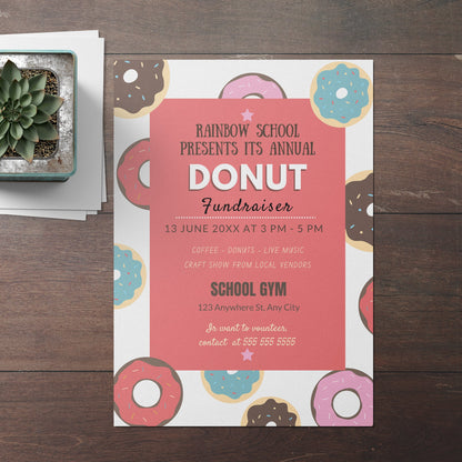 Donut Fundraiser Flyer Invite Template CreativeRino