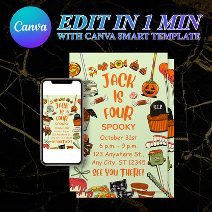 Spooky Halloween Birthday Invitation Template - CreativeRino