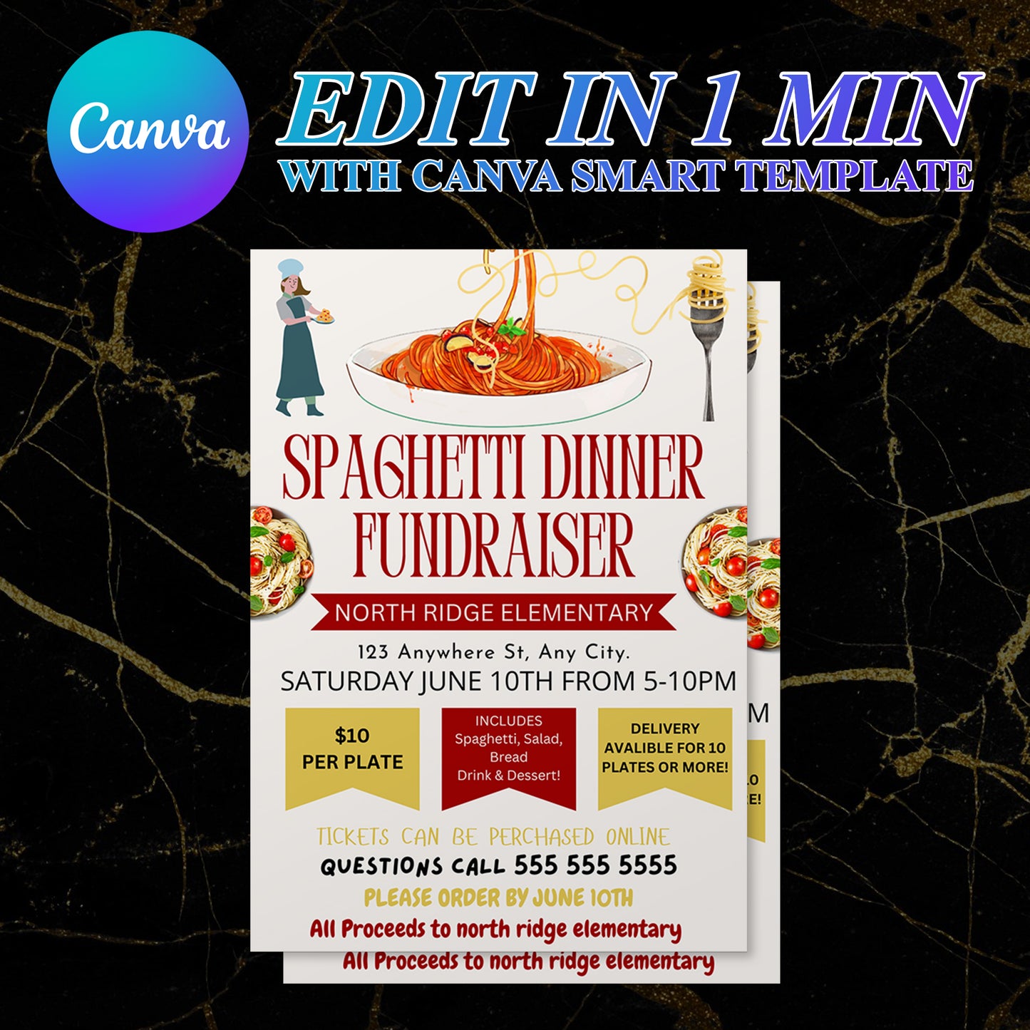 Spaghetti Dinner Fundraiser Flyer Template