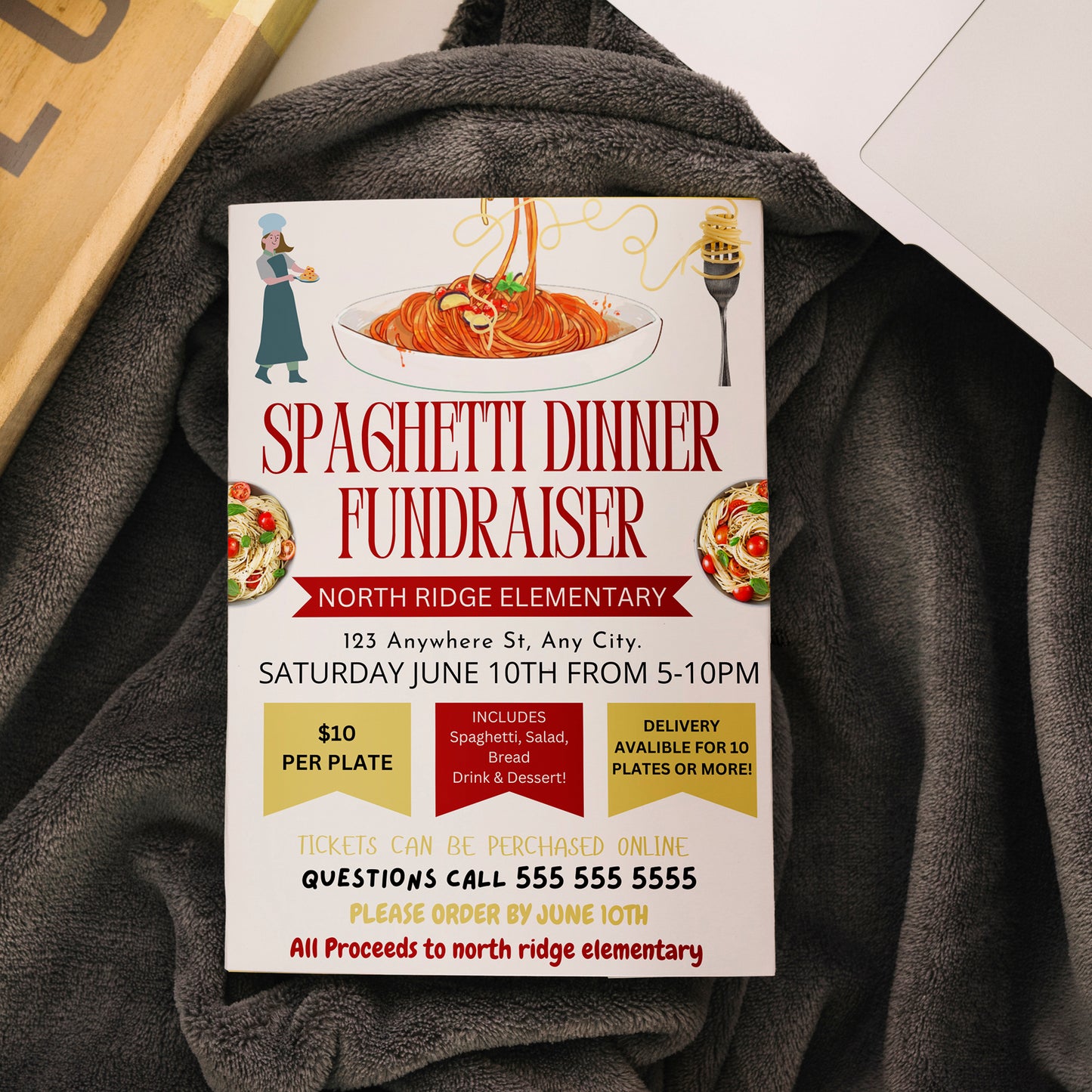 Spaghetti Dinner Fundraiser Flyer Template