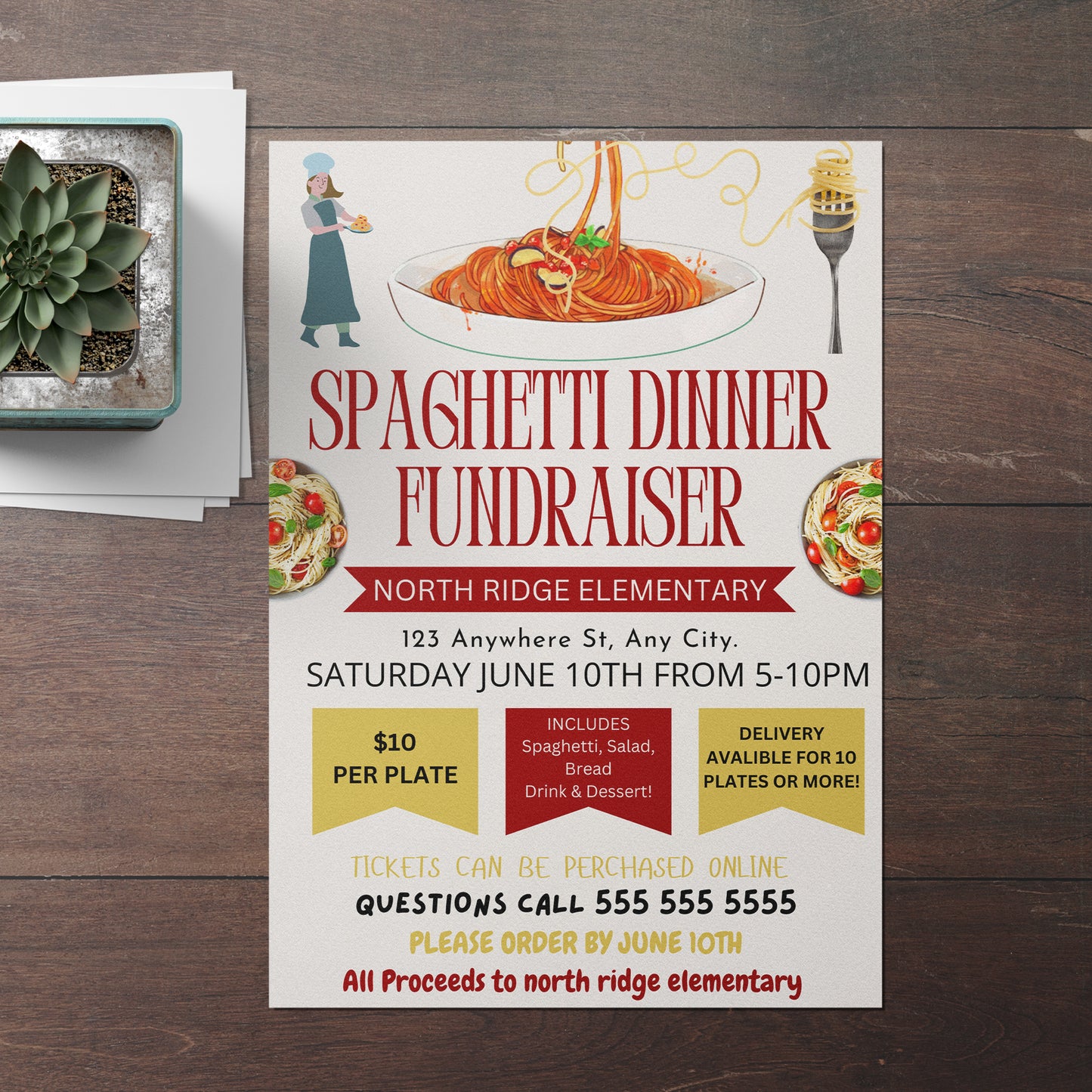 Spaghetti Dinner Fundraiser Flyer Template