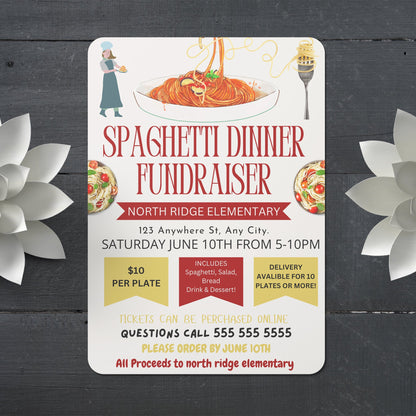 Spaghetti Dinner Fundraiser Flyer Template CreativeRino