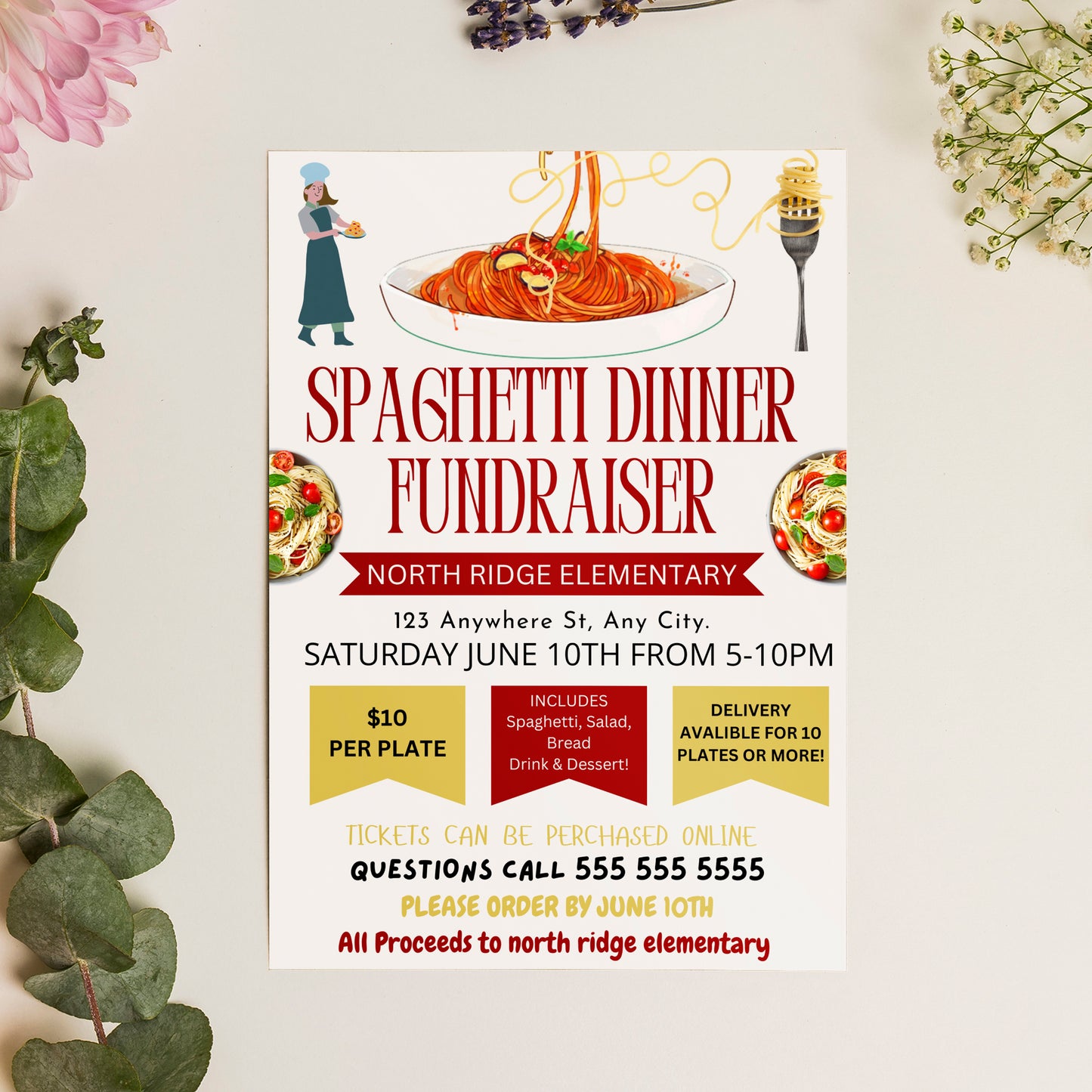 Spaghetti Dinner Fundraiser Flyer Template