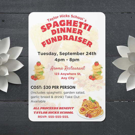 Spaghetti Dinner Fundraiser Flyer Invite Template