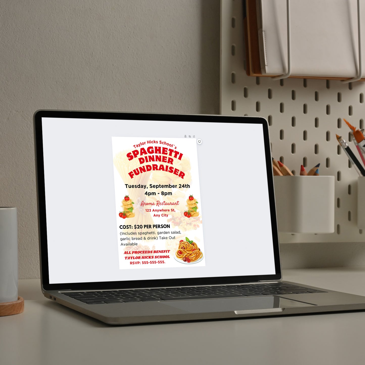 Spaghetti Dinner Fundraiser Flyer Invite Template