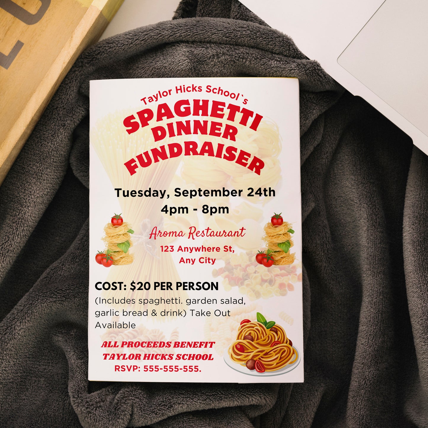 Spaghetti Dinner Fundraiser Flyer Invite Template