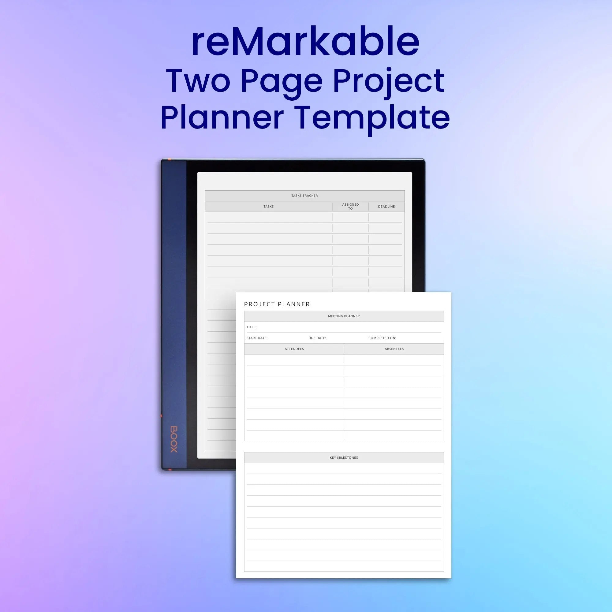 Two Page Program Guide reMarkable 2 Two Page Project Planner Template – CreativeRino