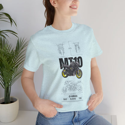Yamaha MT 10 Motorcycle Tee - Unisex Jersey Short Sleeve T-shirt for Riders - CreativeRino