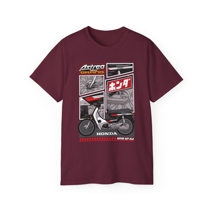 Honda Astrea Grand Vintage Motorcycle Tee - Retro Graphic Unisex Ultra Cotton T-Shirt - CreativeRino