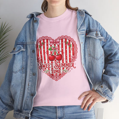 Sweet Summer Time Cherry Heart T-Shirt Printify